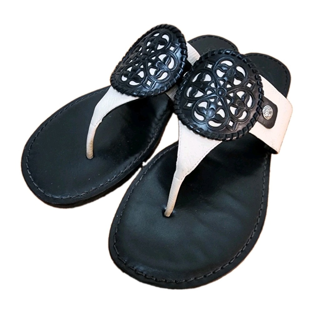 Brighton Alexa Black Bone Slip On Sandal Thong Flip Flop Size 10 Womens